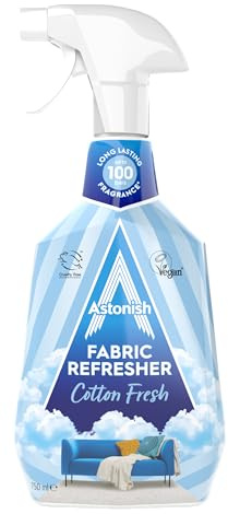 Astonish Spray rinfrescante per tessuti per rinfrescare vestiti, tende, tappeti e tessuti, profumo fresco di cotone, 750 ml, blu