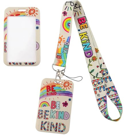 Daryunk Autism Lanyard with Card Holder, Detachable Lanyard Strap Hard Vertical Card Protector, ID Card Holders for Kids Teachers Teens Adults