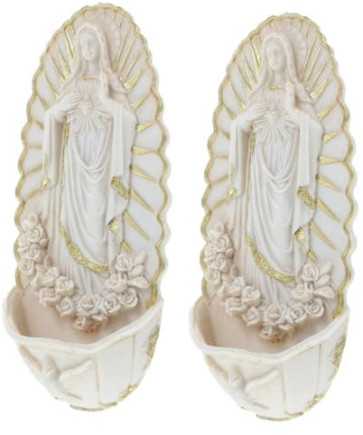 Holibanna 2pcs Guadalupe Bénitier Décoration Murale Tenture Décoration Murale Catholique Bénitier Fontaine Sainte Font Église