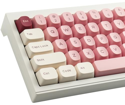 Sunzit Double Shot PBT Keycaps,171 Keys YMK Profile Keycaps Pink White Red Custom Dye-Sub Keycap Set for Cherry MX Switches ISO/ANSI UK Layout Mechanical Gaming Keyboar