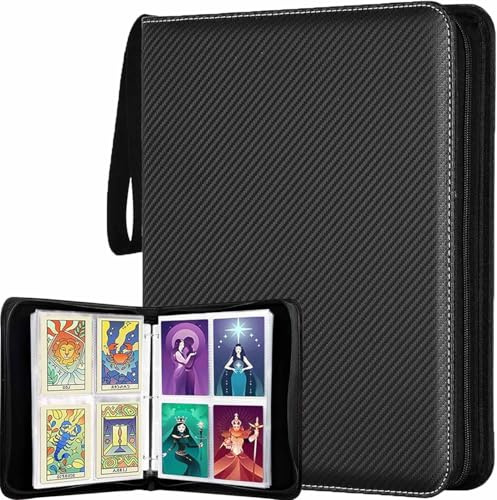 Trading Card Binder 4 Pocket, PU Zipper Card Folder Album for Boys Girls Collectors as Birthday Gifts, 50 Double - Sided Pages for 400 Cards