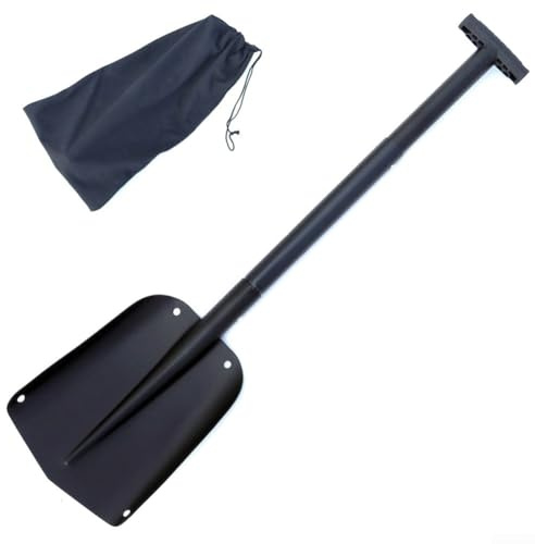 Pelle à neige pliable avec poignée extensible pour voiture et camping réglable de 63,5 à 83,3 cm (noir)
