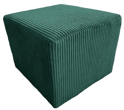 Extrasen Hocker Wohnzimmer Sitzhocker - Quadratisch 40 x 40 cm - Sofahocker - Dünner Cord Grün