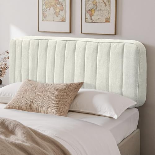 LELEFIDO Bettkopfteil – Leinen-gepolstertes Kopfteil Bett,Werkzeugfreie Montage,Universelles freistehendes Rückenkissen,Abnehmbarer und Waschbarer Bezug,200CM,Beige