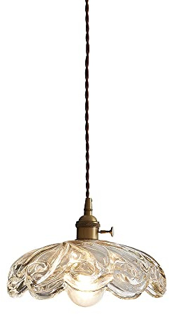 Lámpara colgante de vidrio E27 de 1 luz, lámpara colgante de techo de latón, moderna, for cocina, comedor, iluminación suspendida ajustable,luminaria LED