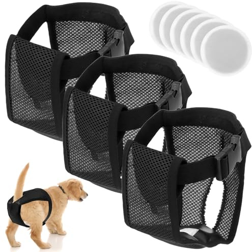 QWORK® 3 Stück Hundehöschen Läufigkeitshose, L Waschbare Schutzhöschen mit 9 Damenbinden, für Weibchen