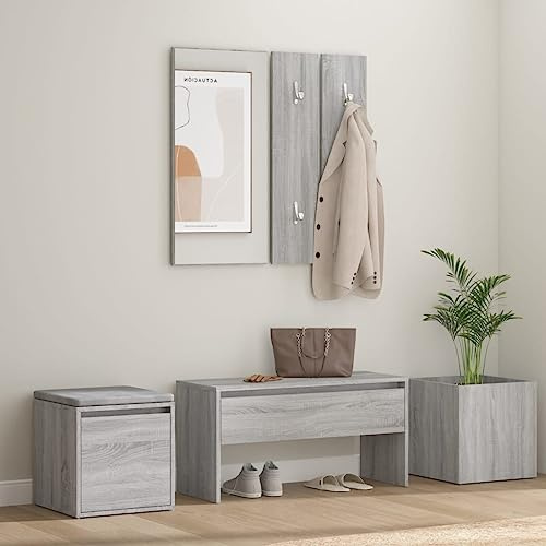 Frdhee Sitzbank Flur Bank Esszimmer,Garderoben-Set Grau Holzwerkstoff für Wohnzimmer Schlafzimmer Schlafsaal