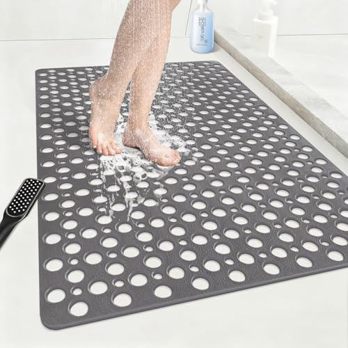 Duschmatte rutschfest 60x90 cm - Antirutschmatte für die Dusche aus weichem TPE-Material mit Saugnäpfen und Großes Ablauflöchern, Schnell trocknend und maschinenwaschbar