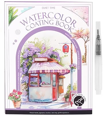 Kit aquarelle de poche – 17,5 x 12,4 cm, taille portable, bloc de coloriage Mindfulness, peinture anti-stress, carnet de croquis avec pinceau pour homme et adulte, relaxation en avion, voiture, école