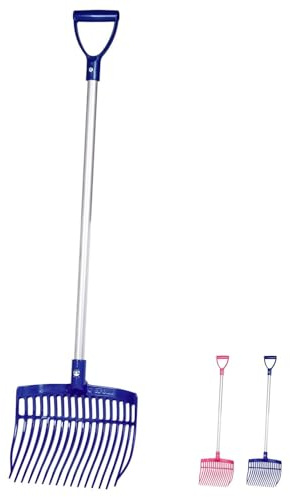 NETPROSHOP Mistgabel Mini blau oder pink mit Alu-Stiel 95 cm - robuste Spänegabel aus Polycarbonat, Farbe:Blau