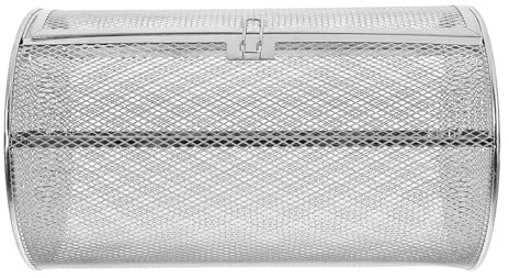 Kichvoe Cesta Asadora Giratoria Acero Inoxidable 180x300 Mm para Horno y Barbacoa Jaula para Tostar Maní Castañas y Frutos Secos Accesorios para Cocina y Parrilla