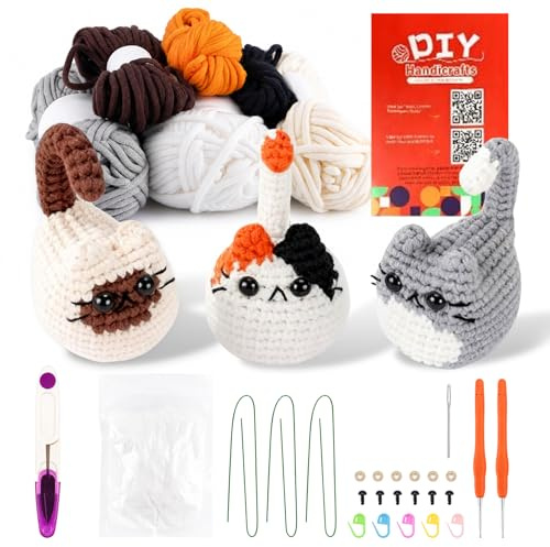 PYOCRD Häkelset für Anfänger mit Videoanleitung, Amigurumi Häkeltiere Set | mit Wolle, Häkelnadeln, Füllung & Zubehör DIY Häkelspielzeug