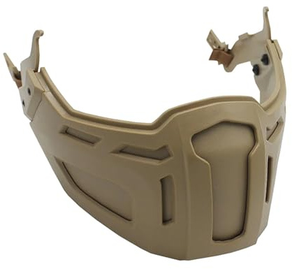 Ameble Masque intégral Airsoft, Demi-Visage Compatible avec Casque, Zone de Protection de 11 cm pour l'airsoft et Les activités Plein air (Argile). Masque, intégral, Compatible avec Casque et Combat