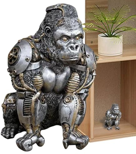 Steampunk-staty, djurfigur, Apa, 11,02 tum punk stil, hartsdekoration, modernt bordstillbehör, vardagsrum sovrum kontorsverktyg, lägenhet familj daglig display användning