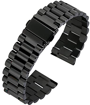 klockarmband, 20/22 mm vikarmband av metall i rostfritt ål med 2 par fjäderstång