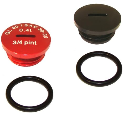 SET Verschlußschraube - Alu schwarz / rot eloxiert mit O-Ringen S51, S53, S70, SR50, SR80, KR51/2