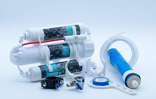 Planet-Aqua Umkehr Osmoseanlage und Wasserfilter mit 75 GPD / 270 L/24std für das Aquarium Haushalt/Küche und zum Camping Trinkwasser Umkehrosmose Ersatzfilter Membran Aktivkohlefilter