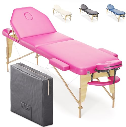 Beltom® Mobile Massagetisch Massageliege Massagebank 3 zonen klappbar Kosmetikliege Neu - Pink