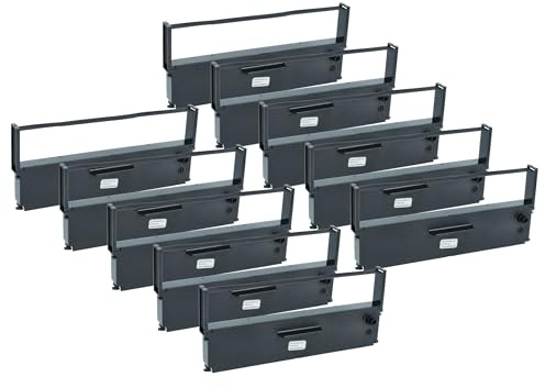 vhbw 10x Farbband Schriftband kompatibel mit Epson TMX 930 | TM-U 950 Series Nadeldrucker, Bondrucker - Schwarz