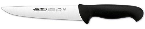Arcos Serie 2900 - Caja 6 uds Cuchillo Carnicero - Hoja de Acero Inoxidable NITRUM de 200 mm - Mango inyectado en Polipropileno Color negro (6 UDS)