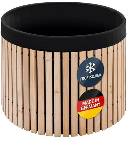 Beckmann Premium Regenfass – Regentonne 800 Liter aus Lärchenholz – Tauchbecken frostsicher – Wassertank & Wasserfass inkl. Folie, Ø 112x88cm