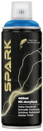 SPARK Sprühdose 400ml – Matte Sprühfarbe für Künstler, DIY, Modellbau & Möbel – Hohe Deckkraft, schnelltrocknende Spraydose - Himmelblau
