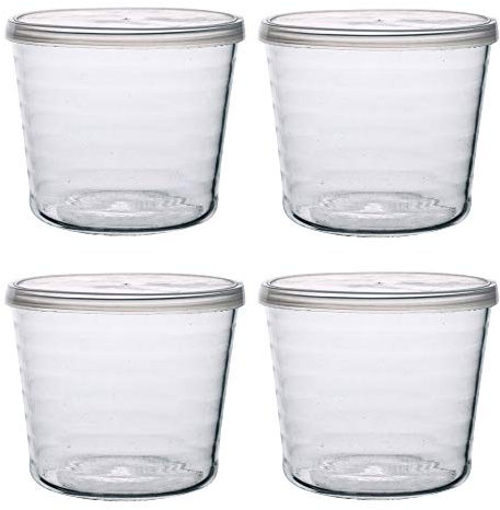 TAMUME Verre Pudding Bol Set de 4 Bols et Saladiers, Bol à Dessert Avec Couvercle, 4 Coupes à Dessert et Verrines