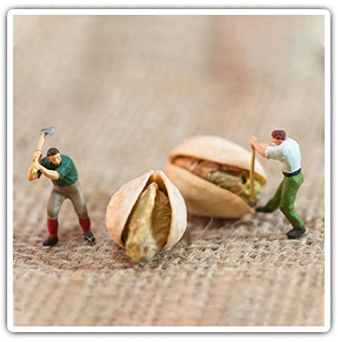 Square Stickers (Set of 2) 7.5cm - Mini Toy Workers Pistachio Nuts Laptop Tablet Luggage Scrapbook #16871