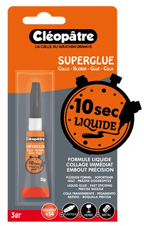 Cléopâtre Superkleber Flüssig - Metall, Kunststoff, Glas - Transparent - Wasserfest - Präzisionsspitze - 3g