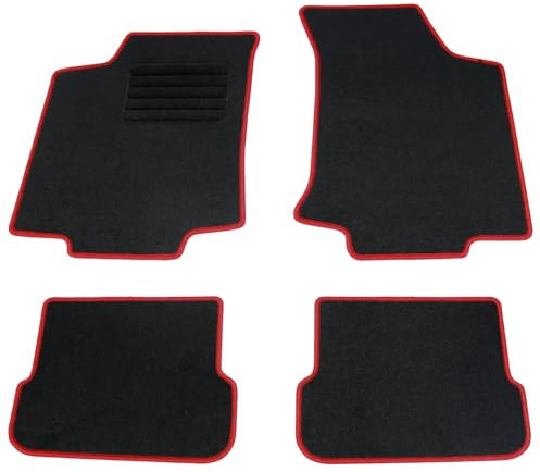 AD Tuning HG2589-ROT Fußmatten Set (4teilig) Schwarz Rot Autoteppiche Matten