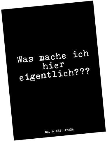 Mr. & Mrs. Panda Postkarte Was mache ich hier... - Geschenk, Sprüche, Fotokarte, Postkarten, Glizer Spruch Weisheiten Zitate Lustig Weisheit Worte, Grußkarte, Beruf Arbeit Büro, Ansichtskarten