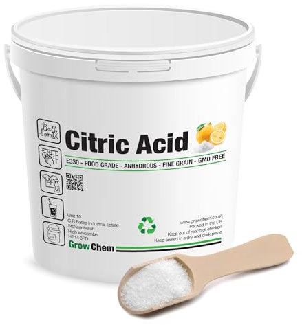 Grow Chem Citric Acid – Anhydrous Form, 1KG Bucket for Cleaning, Descaling, Food Preservation