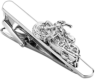 Whoiy Pince a Cravate Homme Argent, Pince Cravate Acier Inoxydable Moto Forme Cadeau d'anniversaire Pinces à Cravate 5x1.3cm
