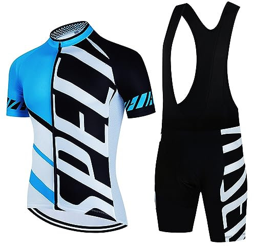 PRIOKNIKO Fahrradhose Herren Fahrradtrikot-Set Für Herren, Fahrradausrüstung, Mtb, Mountainbike, Trägerhose,Sommer-Radset-7,4Xl