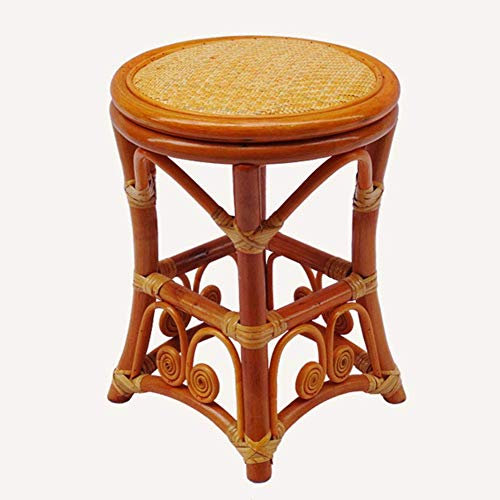 Fußhocker, kreativer indonesischer Rattan-Gewebehocker, Schuhe wechseln, Hocker, kurzer Hocker, Tee Trinken, Balkon, Freizeit, Rattanhocker (Farbe: Blumentrommelhocker, 33 x 43 cm) (Blument