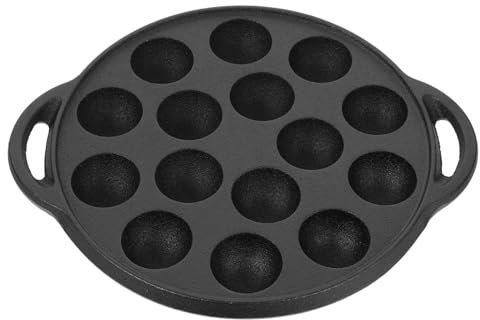 Amosfun Padella Per Lumache e Polpette in Ghisa Ispessita 15 Fori Nera Antiaderente Multifunzione Per Cucina Casalinga e Campeggio