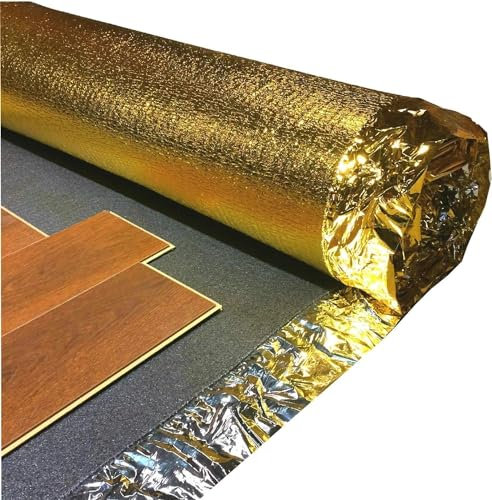 Sonic Gold Underlay 4mm Acoustic Comfort Underlay for Laminate or Wood Flooring Damp Proof Membrane Sound & Heat Insulation (7.5㎡)