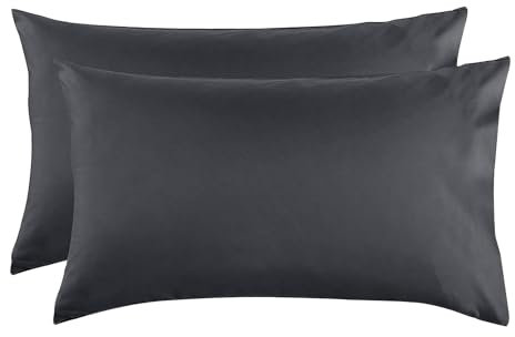 ohano Kissenbezug 40 x 80 2er Set Kissenbezüge, Kopfkissenbezug 40x80 Kissen Bezug 40x80cm Dekokissenbezug Bettkissenbezug mit Reißverschluss aus Mikrofaser,Pillow Case Pillow Cover,Anthrazit
