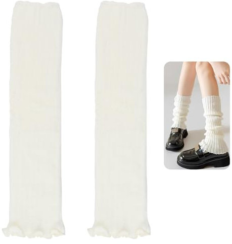 MxyVrix Winter Stulpen Damen, Beinwärmer für Damen und Kinder, Hohe Fußlose Kniestrümpfe, Stulpen Weiß, Knöchelwärmer, Modisches Accessoire für kalte Tage