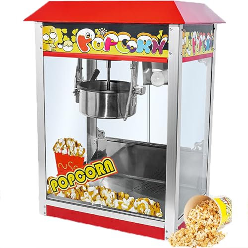 ylpddmm Palomitero,Máquina de Palomitas de maíz de sobremesa,Comercial Doméstico Cine（Tejadillo Rojo, Olla con Revestimiento de Teflón,10 oz,1400 W