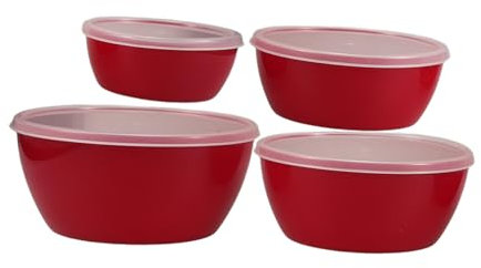 Cabilock 4piezas Tazones De Plástico Ensaladeras Con Tapa Para Ensaladas Frutas Refrigerador