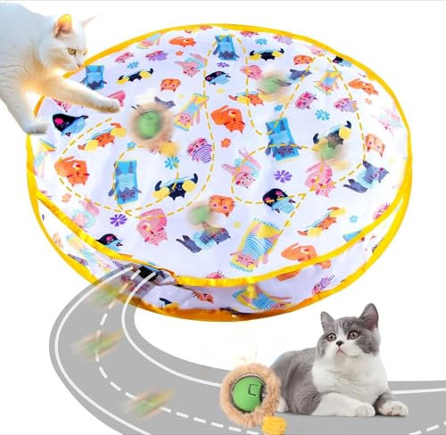 Interactive katzen spielzeug, Katzen Spielteppich, Katzenspielzeug Selbstbeschäftigung Matte Mit Ball, 2 in 1 Simuliertes Jagd Cat Toy, Katzenball Spielmatte für Stimuliert den Jagdinstinkt (Stil 3)