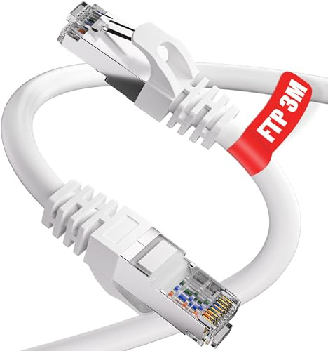 ikbc Cable Ethernet 3 Metros, Cat 6 Cable de Red FTP Blindado Cable RJ45 Alta Velocidad, Gigabit Cable LAN 3m Cable Internet 1000Mbps 250MHz 23AWG Cable Patch para PS5/4 Switch Rúter