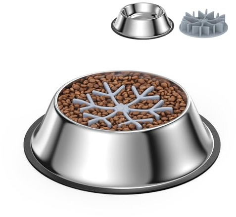 OQIMAX anti-snow skål hundar, anti-sling skål hundskål insättning & matskål för hund 2 i 1, halkfri hundskål, kiselgel matskål inlägg för hundar katter, husdjur långsam matare