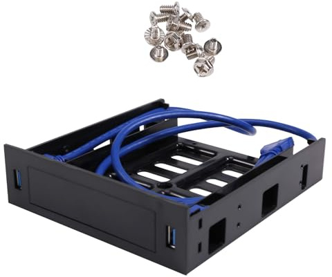 Giuneuow 2 X USB 3.0 Front Panel with 3.5Inch Device/HDD or 2.5Inch SSD/HDD to 5.25 Floppy to Optical Drive Bay Tray Bracket