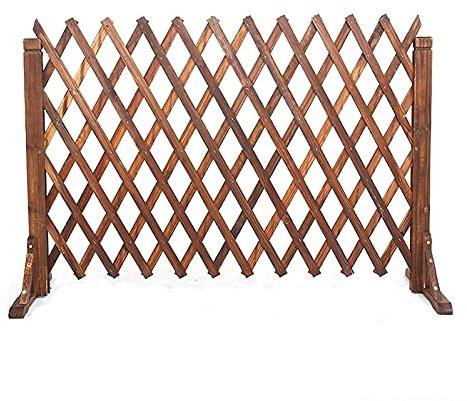 Ausziehbarer Gartenzaun aus Massivholz mit Pflanzenspalier, freistehendes ausziehbares Holztor, robuster Zaun, faltbares Design und leichtes Pflanzengitter, Haustiertor (Größe: H120 x L210 cm)