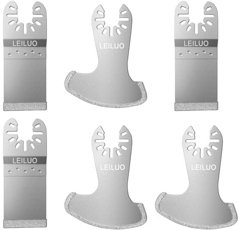 6-teiliges Diamant Fugenentferner Sägeblatt Set Universal für Multitools kompatibel mit DeWalt Makita Einhell Dremel 2 mm für Fliesenfugen und Zement