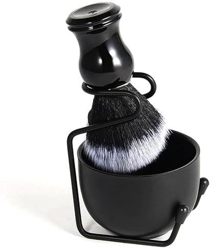 Lepidi Spazzola Barba uomo, Rasatura Tazza, Ciotola da Barba in Acciaio inox, Pennello da Barba con Setole di puro Tasso, kit Barba, Supporto per Rasatura, per la Rasatura Bagnata da Uomo, per Casa