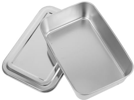 Gatuida Plato De De Acero Inoxidable Con Tapa Para Hornear Almacenar Pasteles y Comida Bandeja Profunda Para Hornear Para Postres Caseros