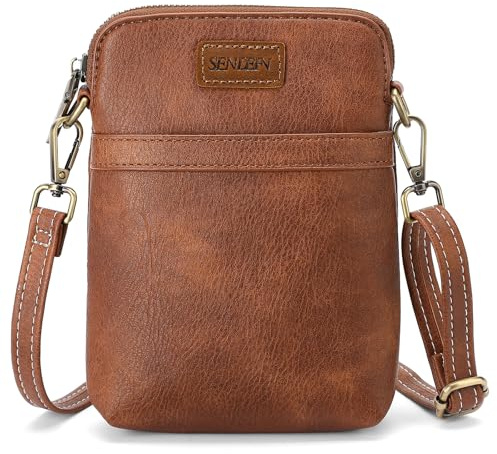 SENDEFN kleine Handy Umhängetasche Damen, Handytasche mit Geldbörse zum Umhängen Veganes Leder, Handytasche zum Umhängen Damen mit Verstellbar Abnehmbar Schultergurt